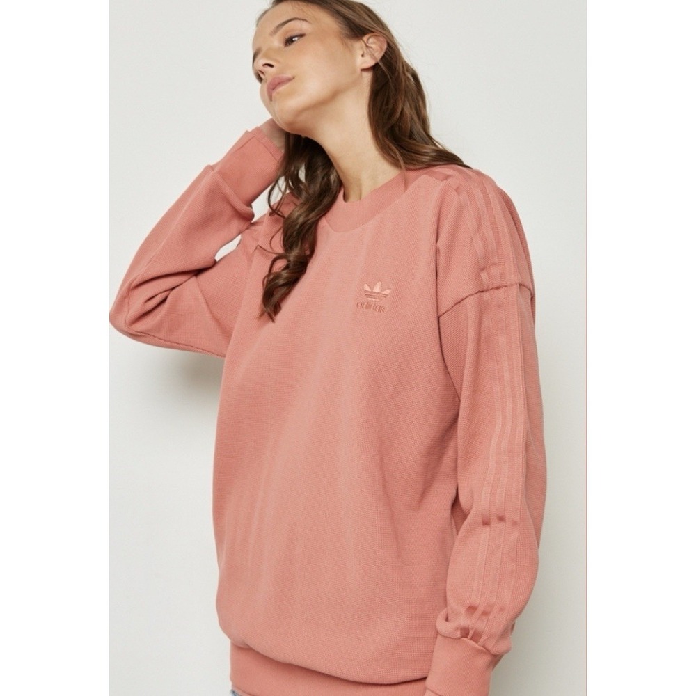 adidas Essential‎ Sweatshirt Waffle Knit Orange Size Small Crew Neck